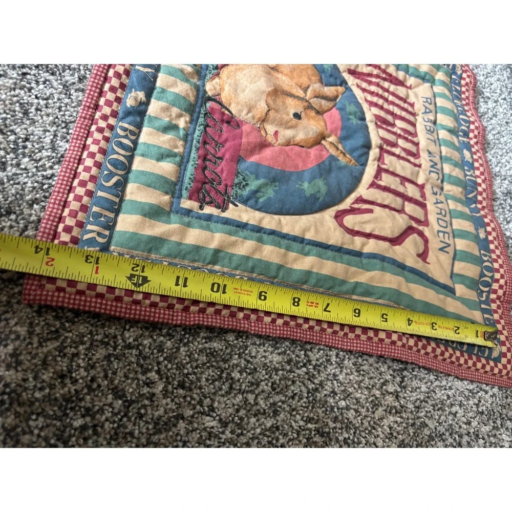 Vintage Eldredge Bunny Booster Rabbit Garden Nibblers Quilted Wall Hanging 16x14
